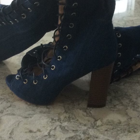 Thigh high denim lace up Sandals 7 - Picture 4 of 4